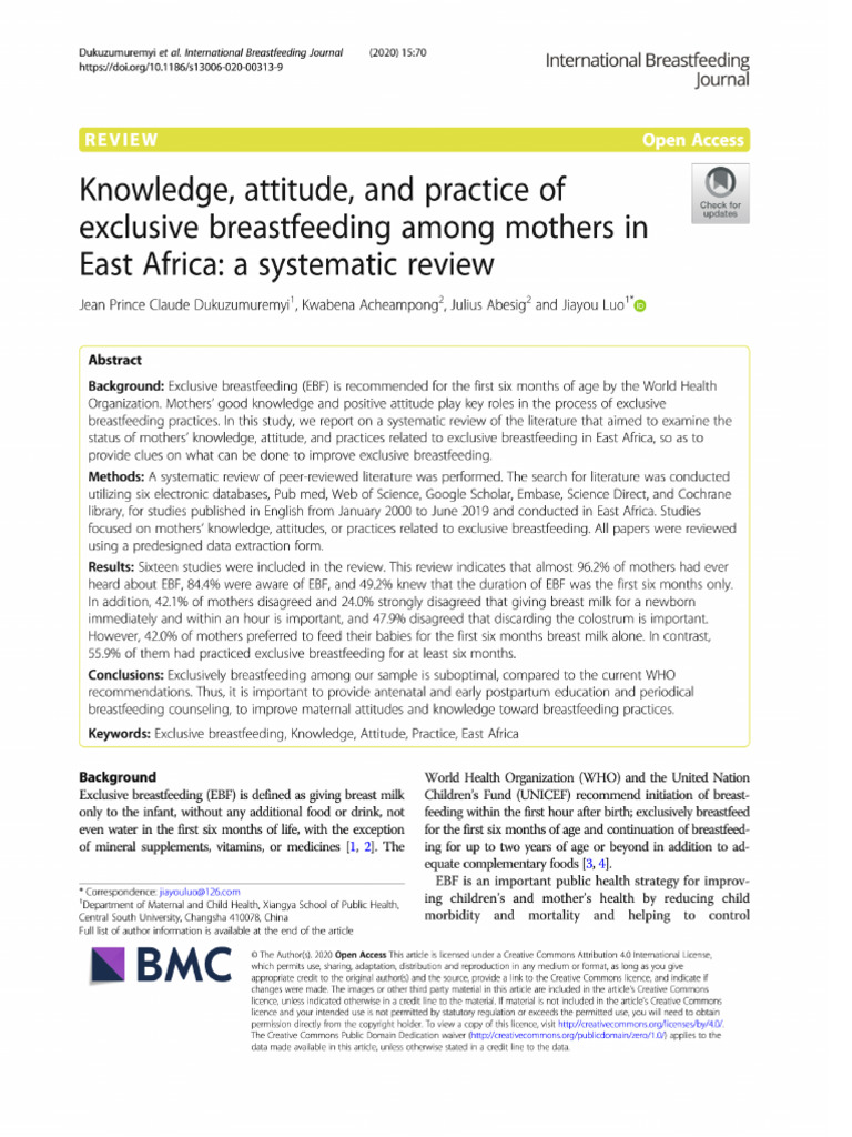 Knowledge, attitude, and practice of exclusive breastfeeding among ...