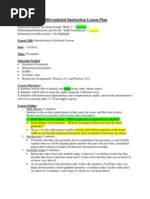 Differentiated Instruction Geometry Lesson Plan