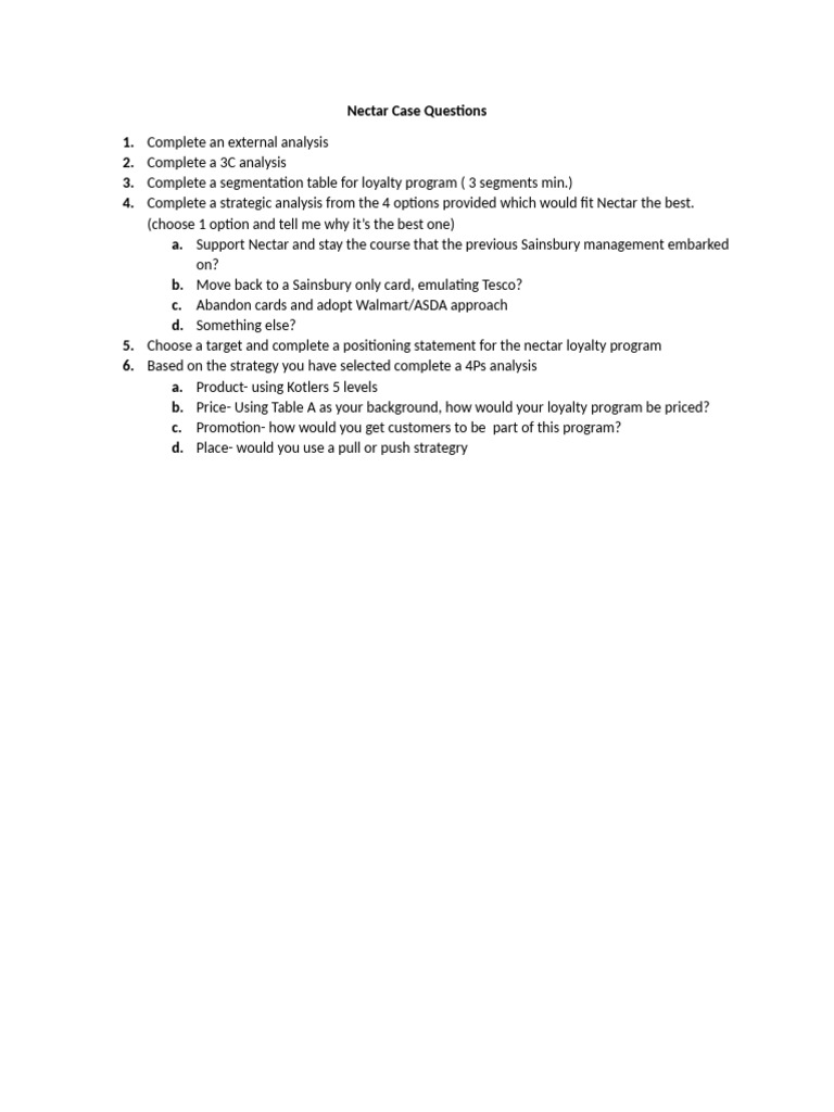 Nectar Case Questions | PDF