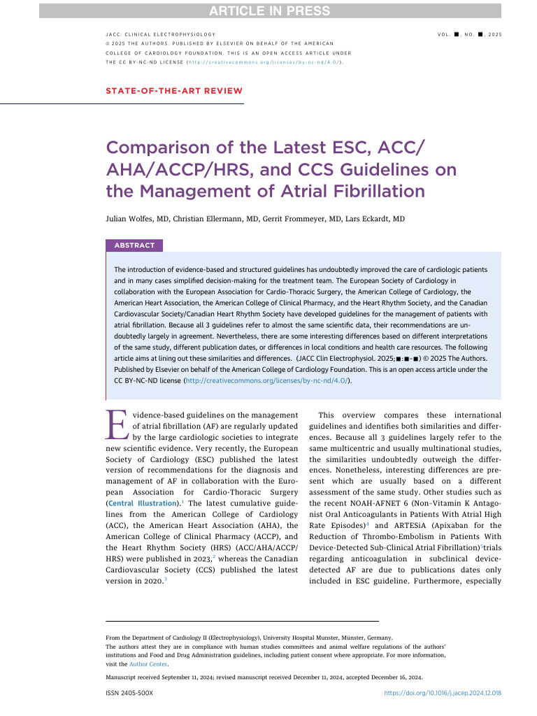 Comparación de Las Últimas Directrices de ESC, ACC AHA y CCS Sobre ...