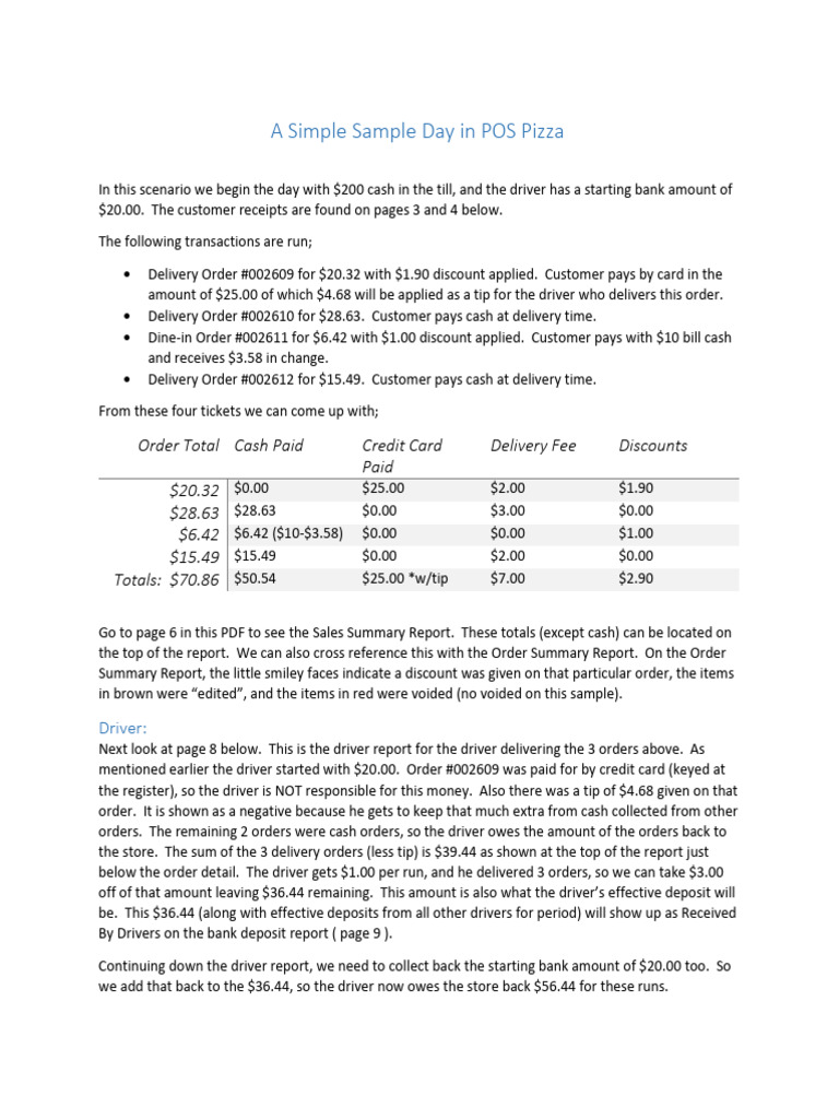 POS Pizza Daily Sales Summary Guide | PDF | Point Of Sale | Receipt