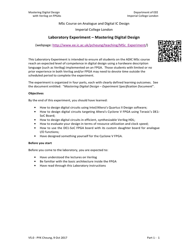 Verilog FPGA Digital Design Lab Guide | PDF | Field Programmable Gate ...