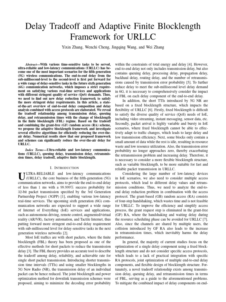 Delay Tradeoff in URLLC for 6G | PDF | Computer Network | Latency ...