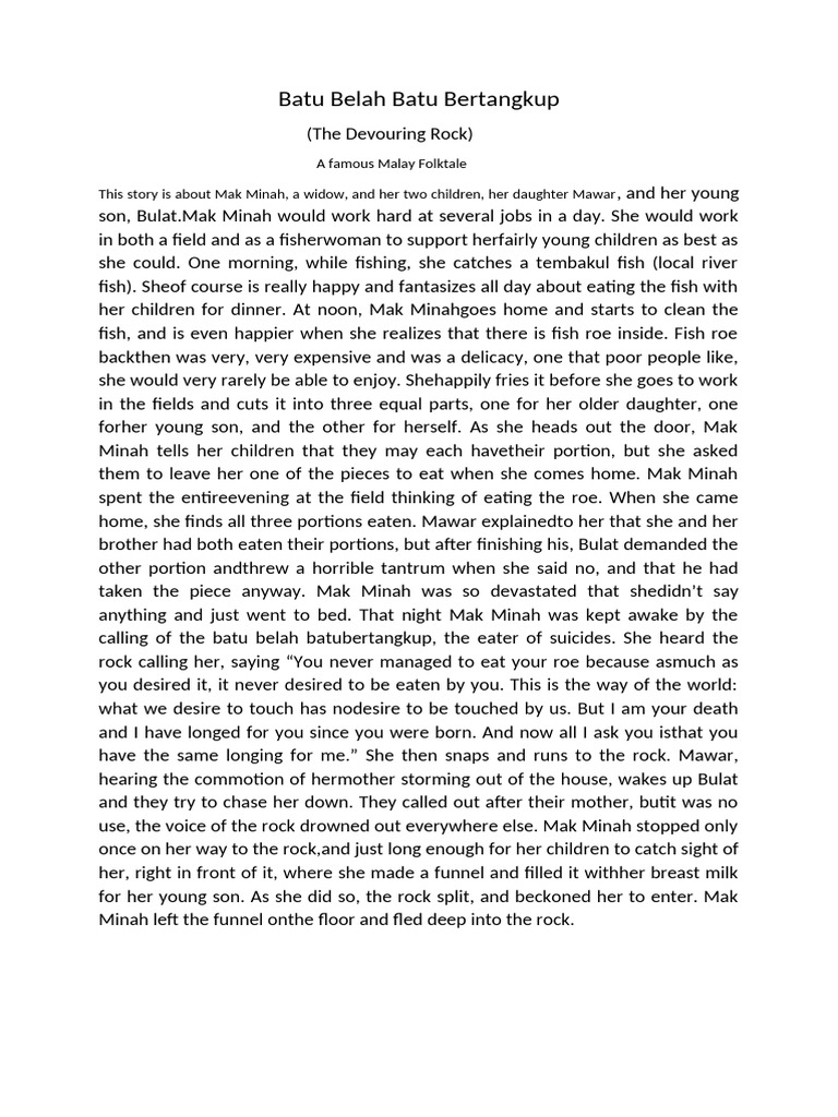 Batu Belah Batu Bertangkup | PDF