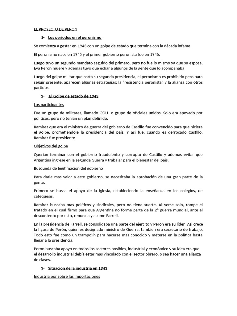 Historia del Peronismo en Argentina | PDF