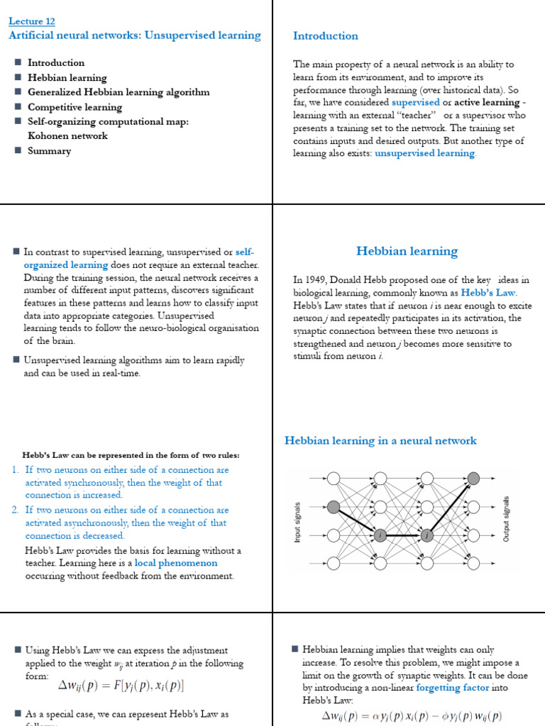 Unsupervised Learning in Neural Networks | PDF | Artificial ...