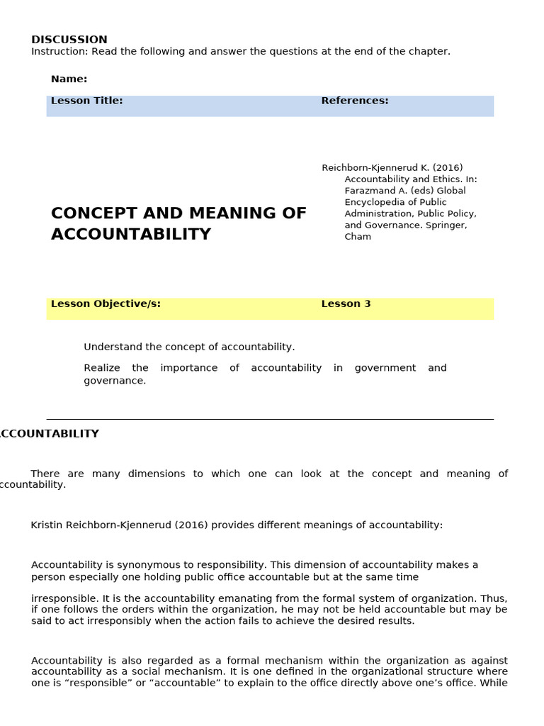 Understanding Accountability in Governance | PDF | Accountability ...