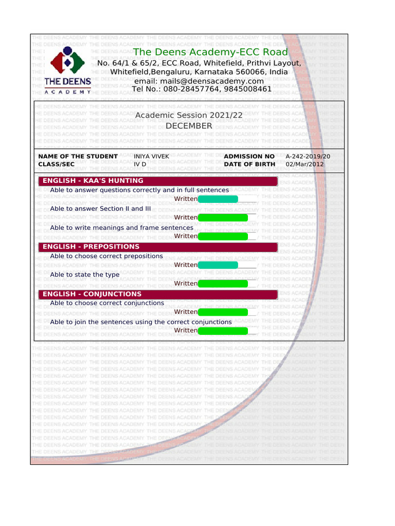 Student Academic Performance Report | PDF