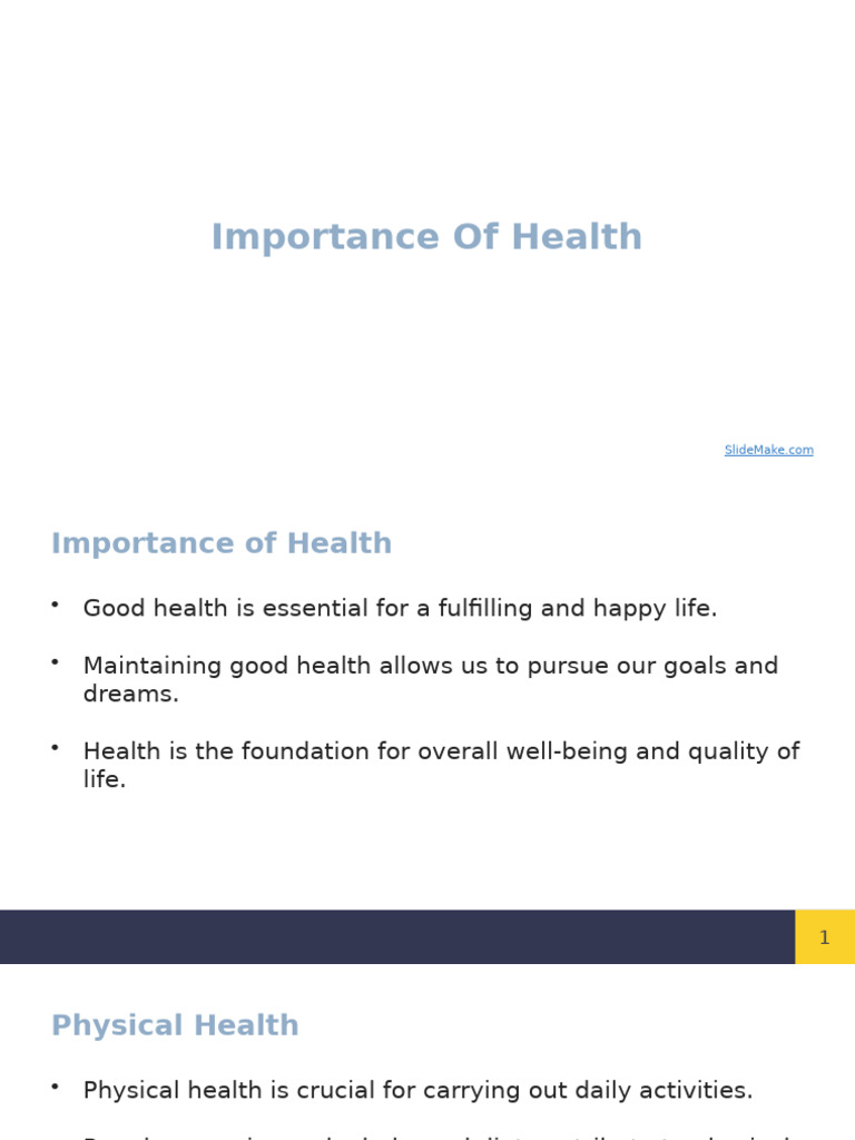 Importance of Health | PDF | Mental Health | Preventive Healthcare