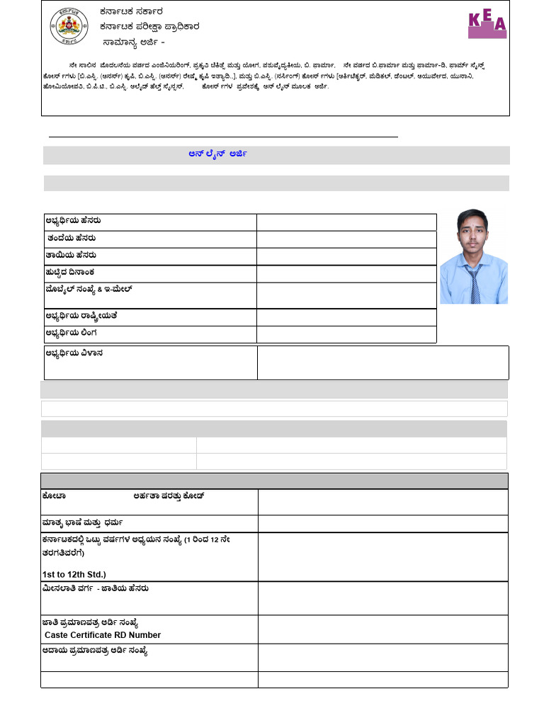 Karnataka UG Application 2025-26 | PDF