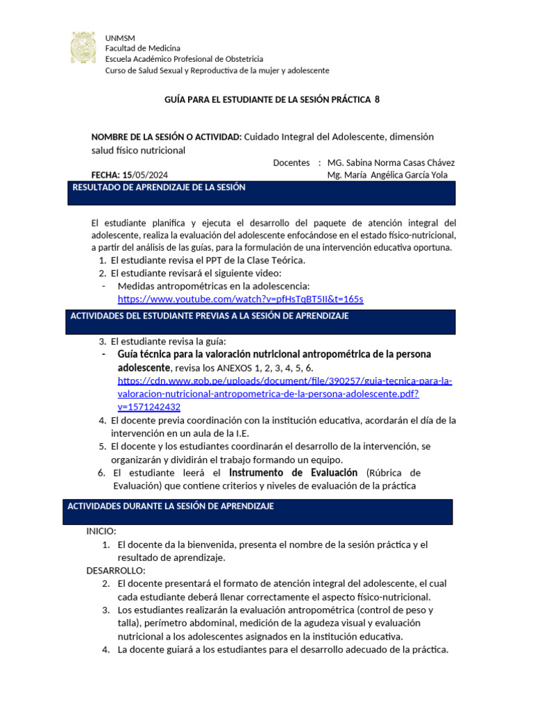 Guia Practica 8 Salud Fisiconutricional (2) | PDF | Aprendizaje