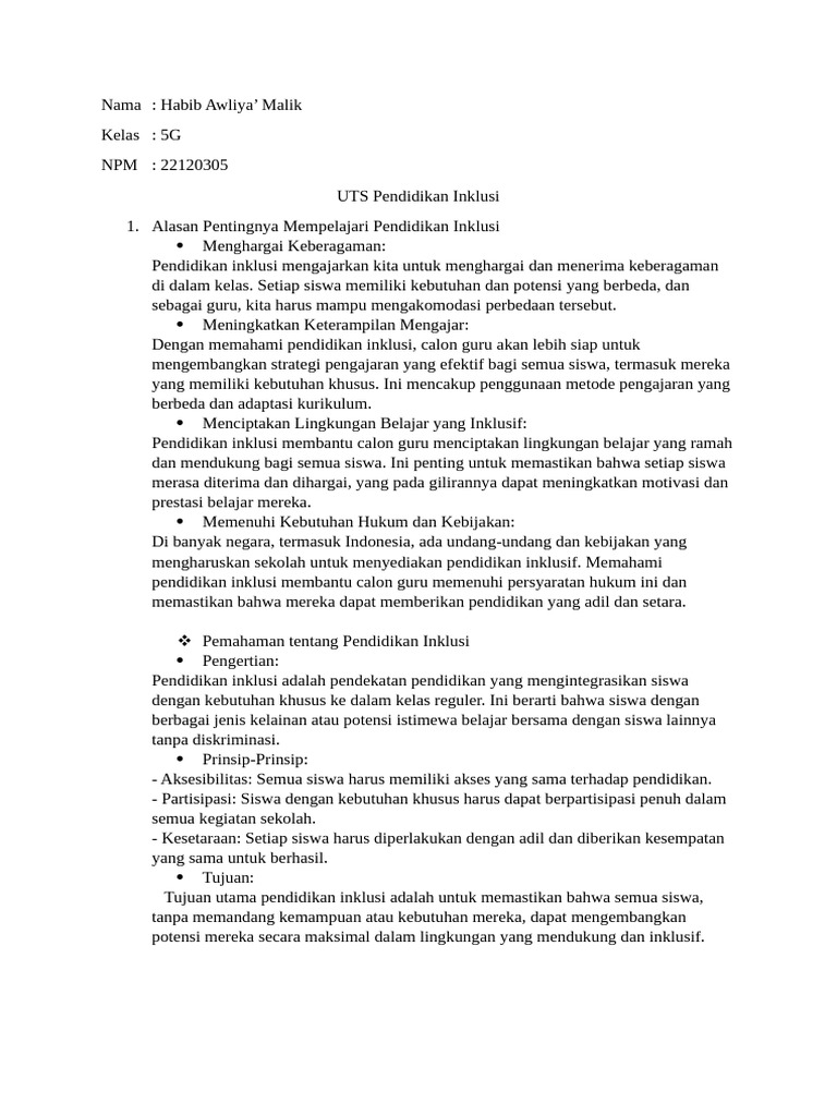 Pentingnya Pendidikan Inklusi di Sekolah | PDF