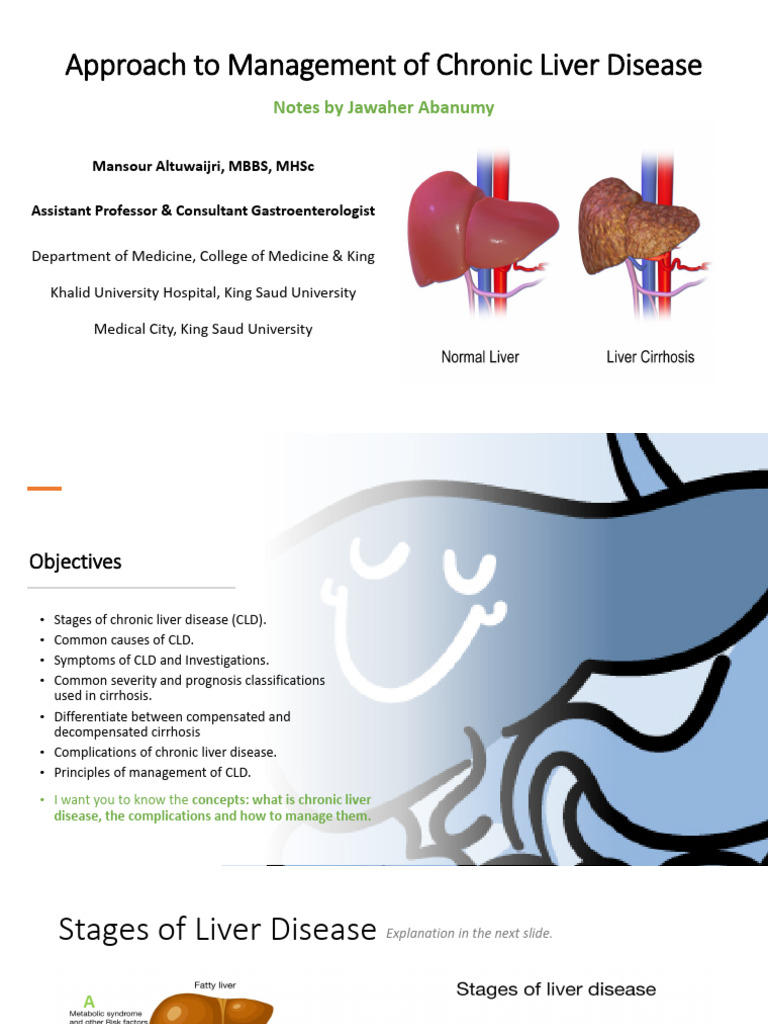 20) Approach To Chronic Liver Disease (Notes) | PDF | Cirrhosis | Hepatitis