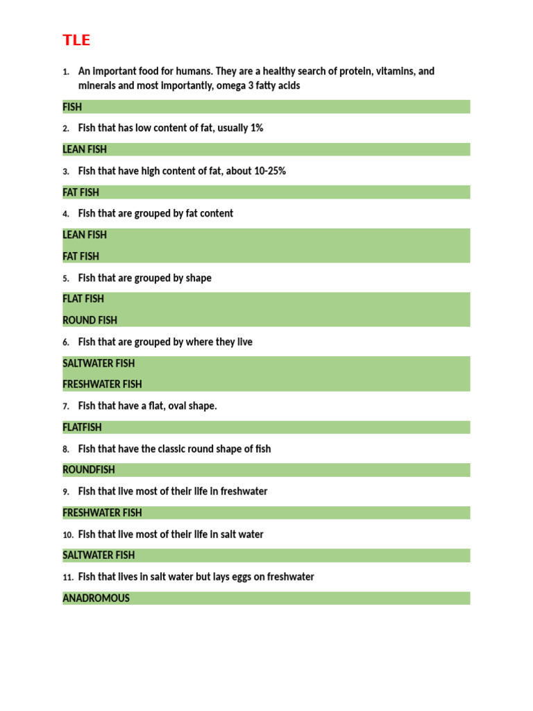 Types and Forms of Fish and Shellfish | PDF