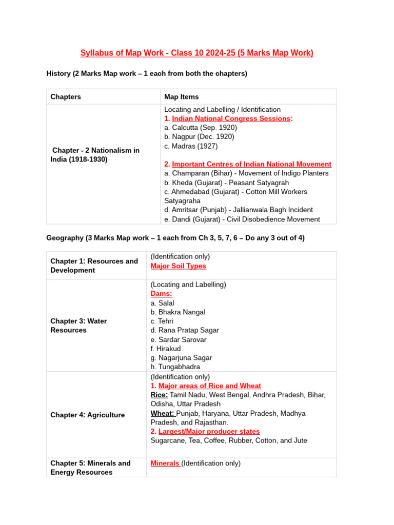 Class 10 Map Work Syllabus 2024-25 | PDF | Gujarat