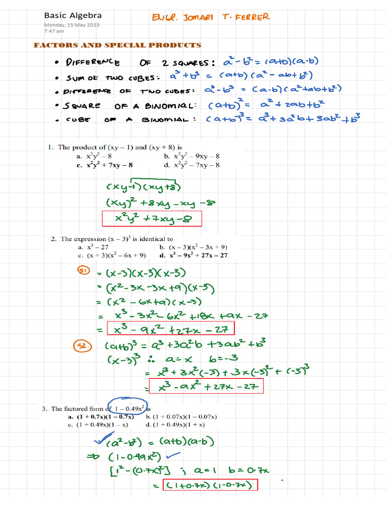 Basic Algebra | PDF