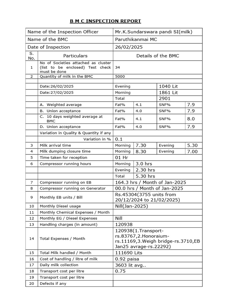 BMC Inspection - 110917 | PDF