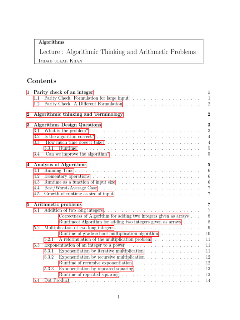 CS365-Notes-01-Algorithmic-Thinking-Arithmetic-Problems | PDF ...