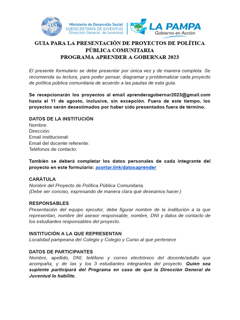 Guía para Proyectos de Política Pública | PDF | Presupuesto