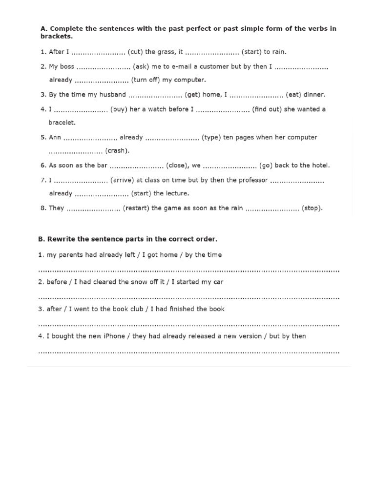 Practice Past Perfect (8) 2 | PDF