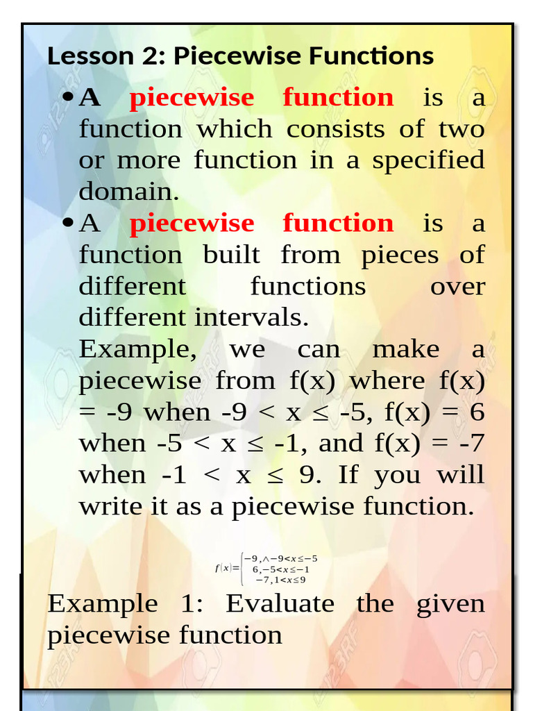 Lesson 2 - Piecewise Function - TM | PDF