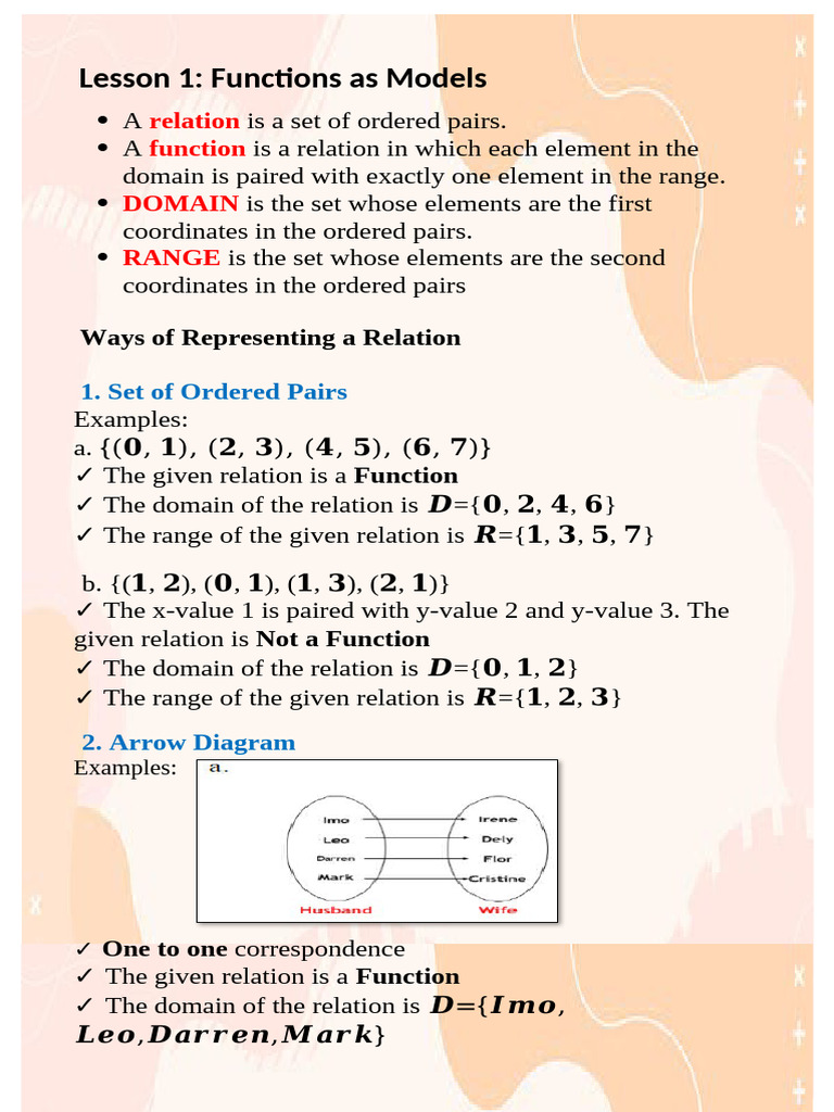 Lesson 1 - Function and Relation - TM | PDF | Function (Mathematics ...