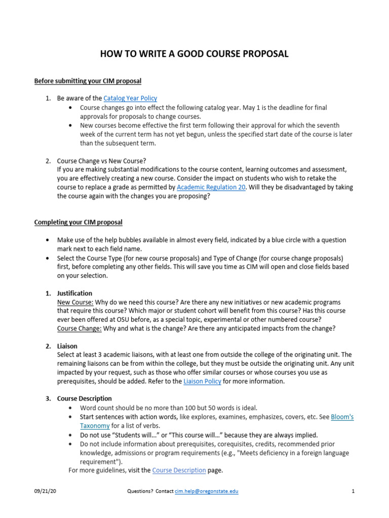 Course Proposal Writing Guide | PDF