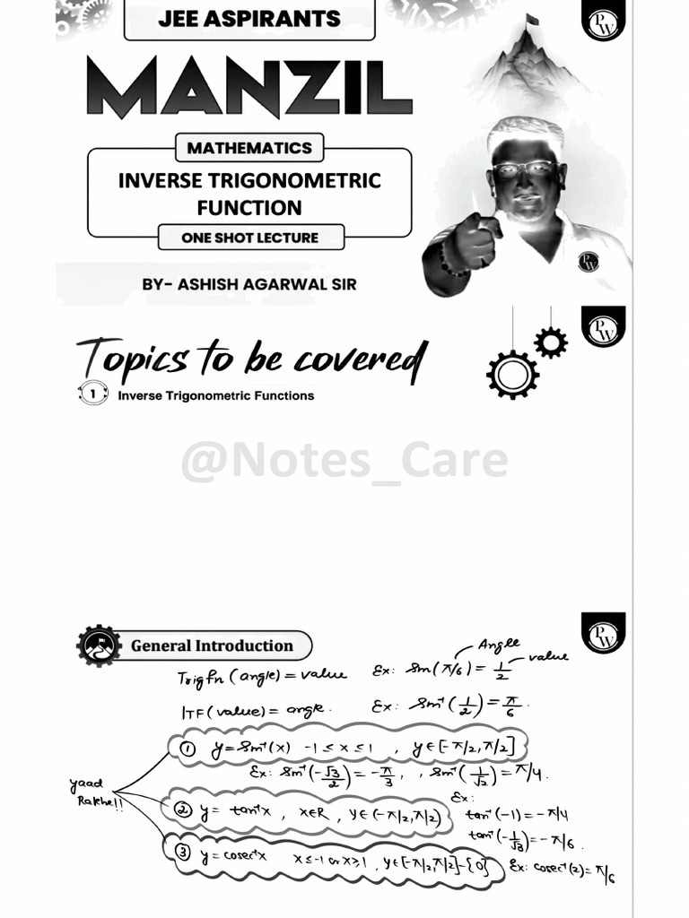 INVERSE TRIGONOMETRIC FUNCTIONS PDF NOTES visual data 3