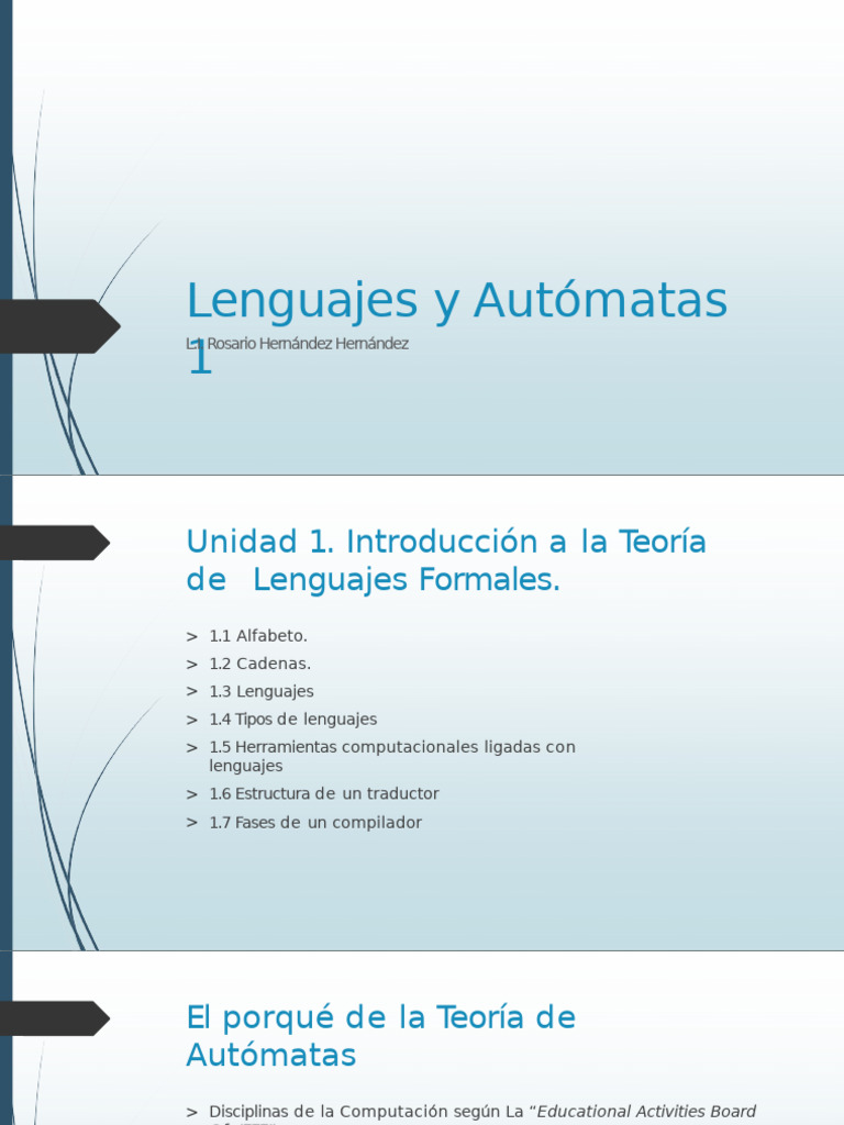 Teoría de Lenguajes y Autómatas | PDF | Compilador | Lenguaje de ...