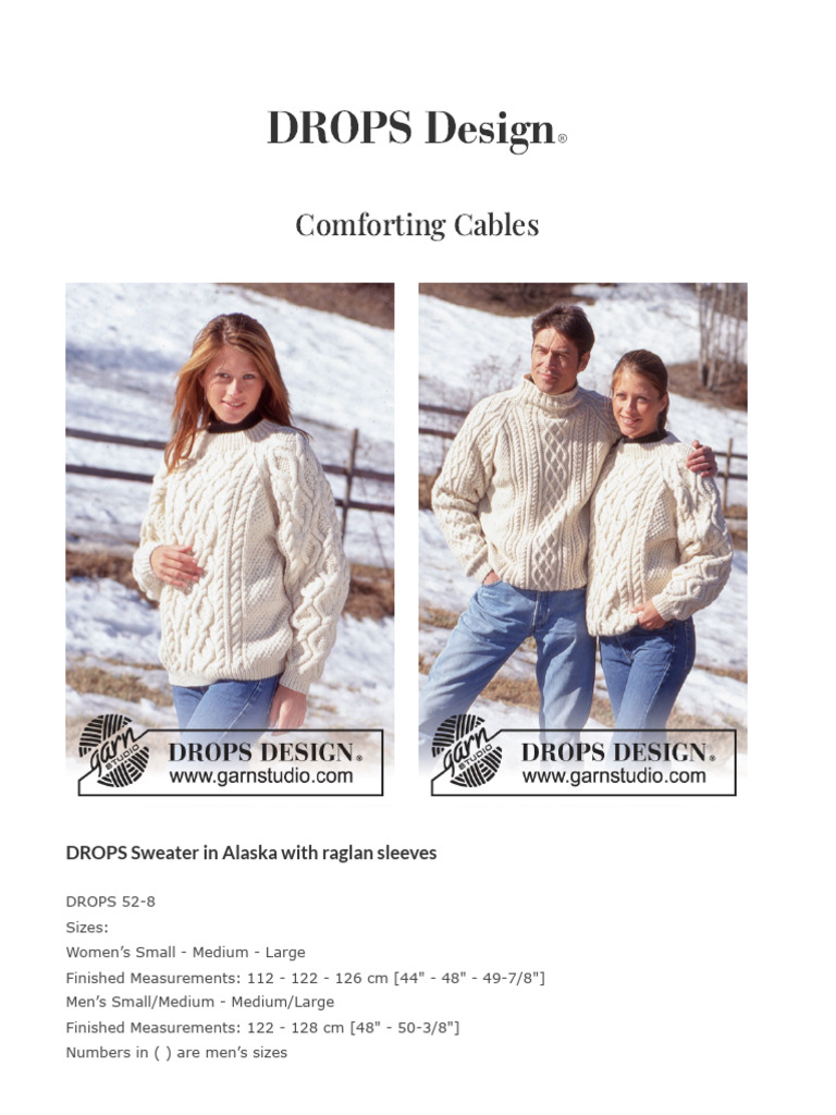 Comforting Cables - DROPS Sweater in Alaska With Raglan Sleeves | PDF ...