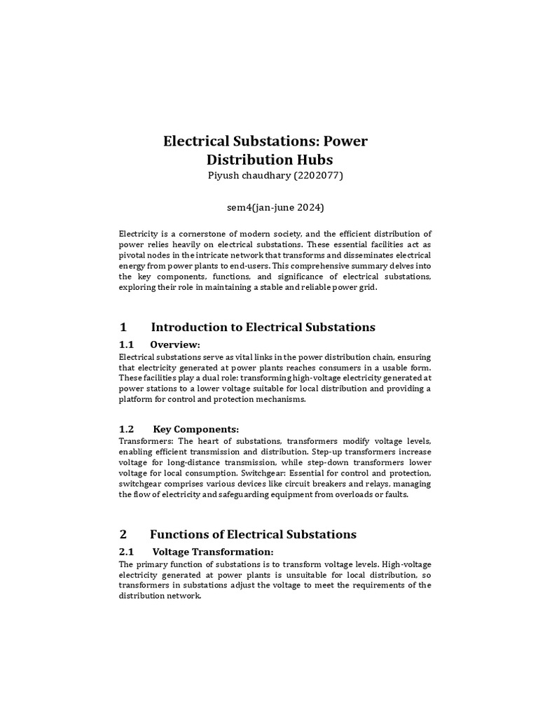 Electrical Substations Overview and Functions | PDF | Electrical Grid ...