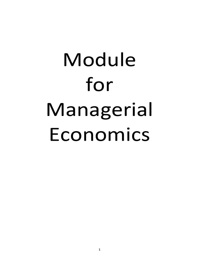 Managerial Economics Learning Module | PDF | Demand | Supply (Economics)