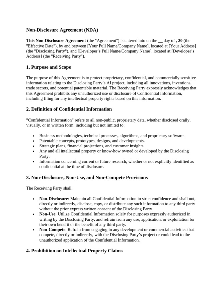 NDA for AI Project Confidentiality | PDF | Non Disclosure Agreement ...