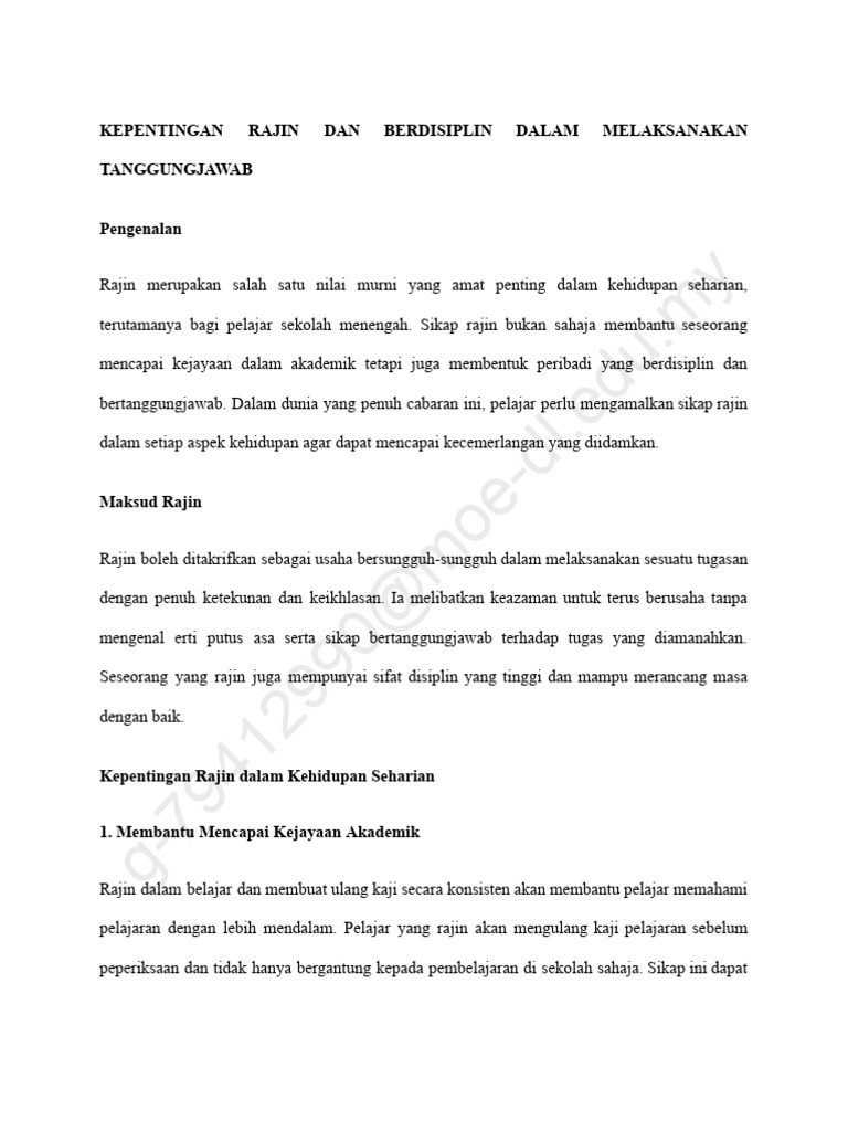 Kepentingan Sikap Rajin di Sekolah | PDF
