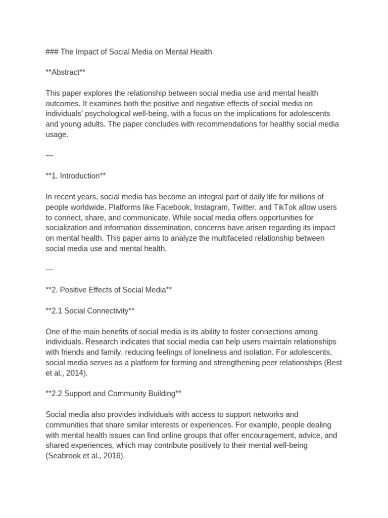 Social Media's Effects on Mental Health | PDF | Social Media | Popular ...