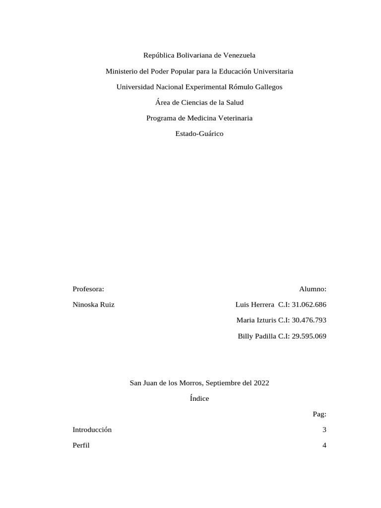 Perfil Profesional del Veterinario | PDF | Medicina Veterinaria | Plan ...