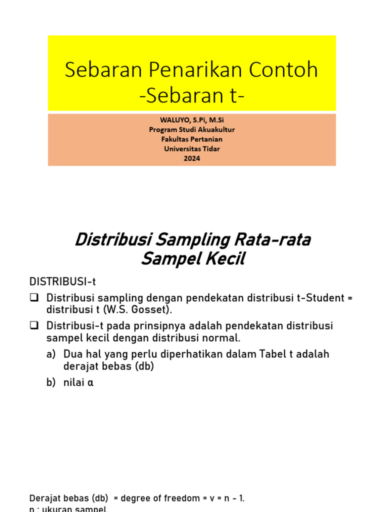 Analisis Distribusi t-Student untuk Sampel Kecil | PDF
