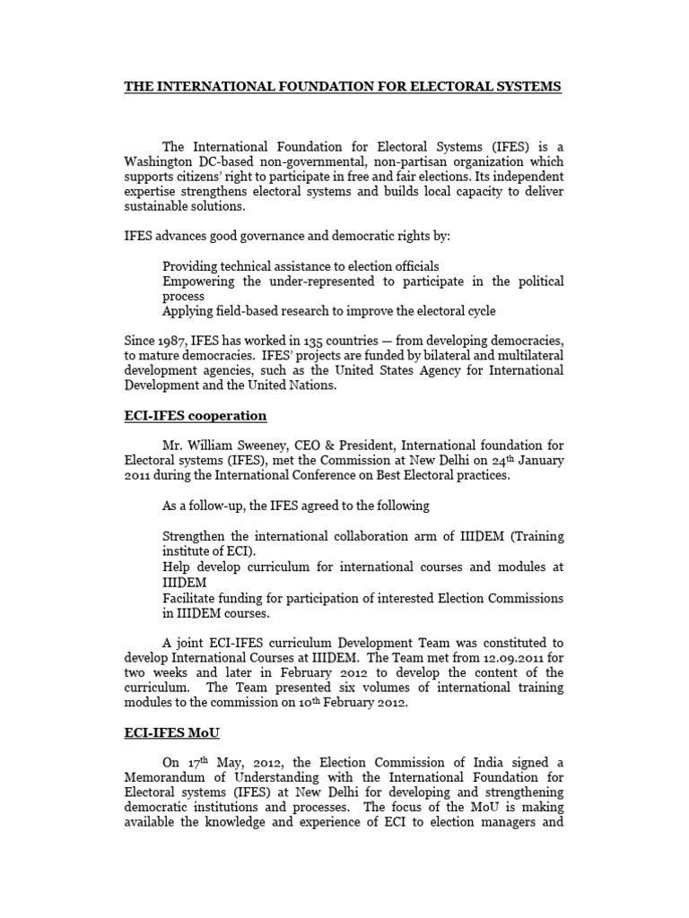 IFES and IIIDEM Collaboration Overview | PDF | Democracy | Political ...