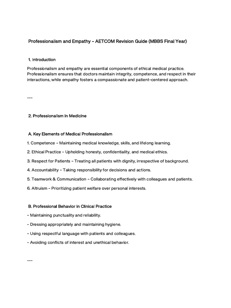 Professionalism And Empathy In Medicine Pdf Empathy Emotions
