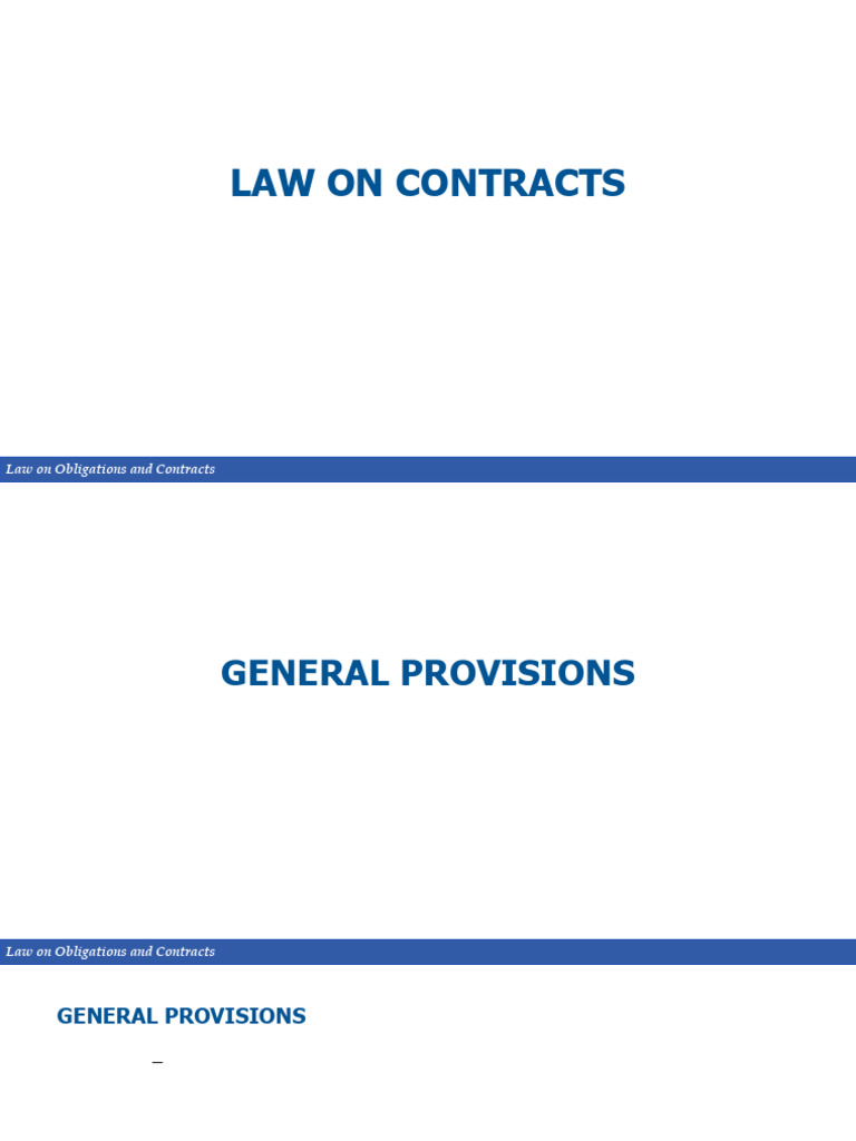 Law on Obligations and Contracts Overview | PDF | Misrepresentation ...