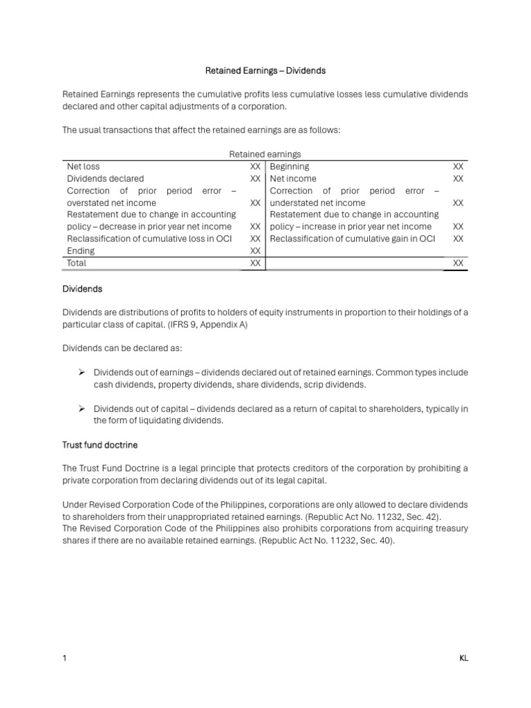 Retained Earnings and Dividend Accounting | PDF | Dividend | Retained ...
