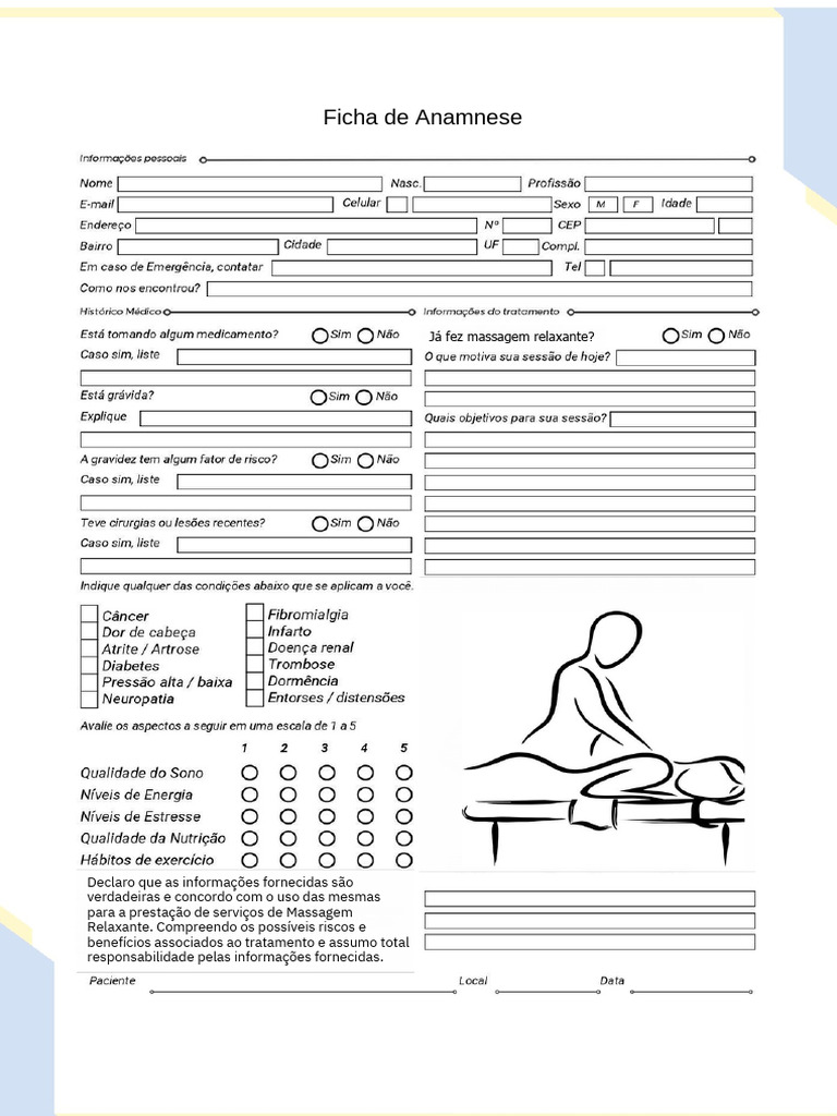 Ficha de Anamnese para Massagem Relaxante | PDF