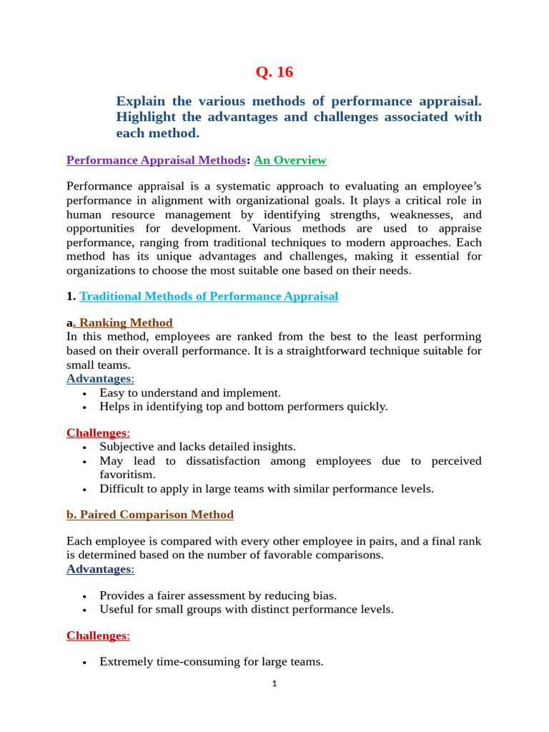 Performance Appraisal Methods Explained | PDF | Performance Appraisal ...