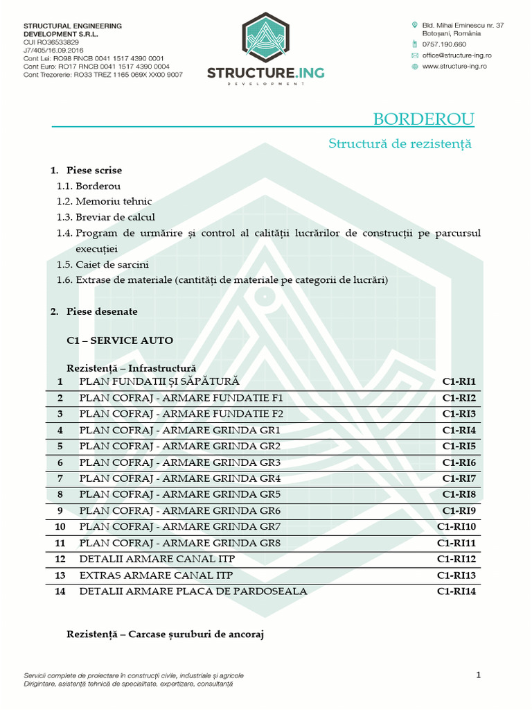 1 Borderou Rezistenta PTH | PDF