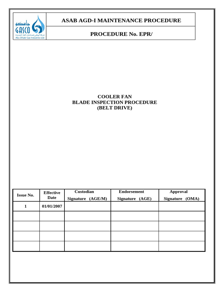 Cooler Fan Blade Inspection Belt Drive | PDF