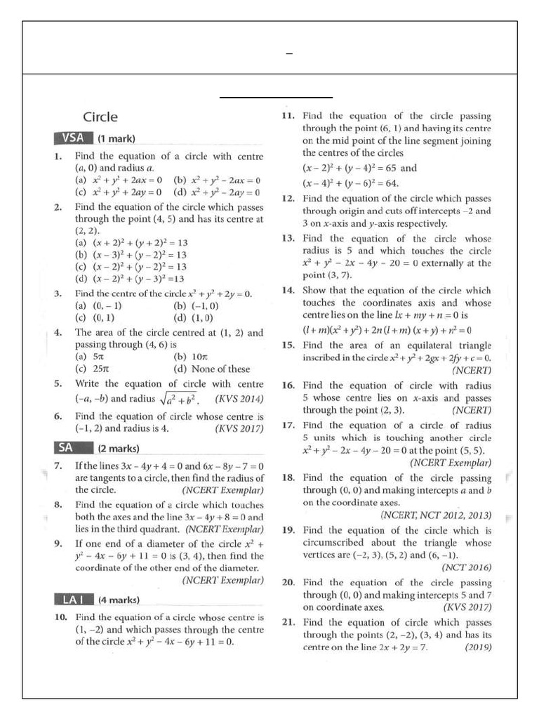 Class XI Daily Practice Sheet: Conic Sections | PDF