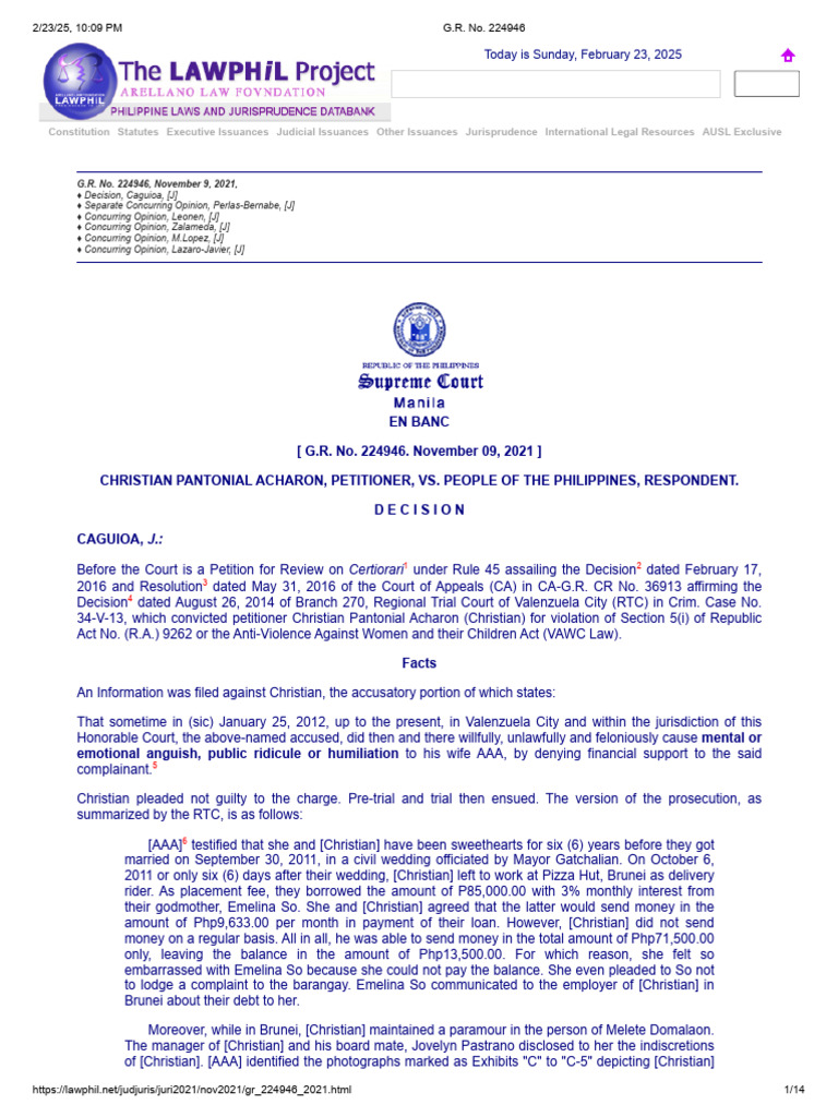 Acharon vs. People, G.R. No. 224946 | PDF | Mens Rea | Criminal Law