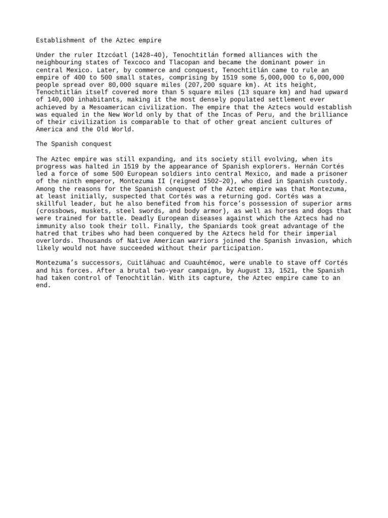 Rise and Fall of the Aztec Empire | PDF