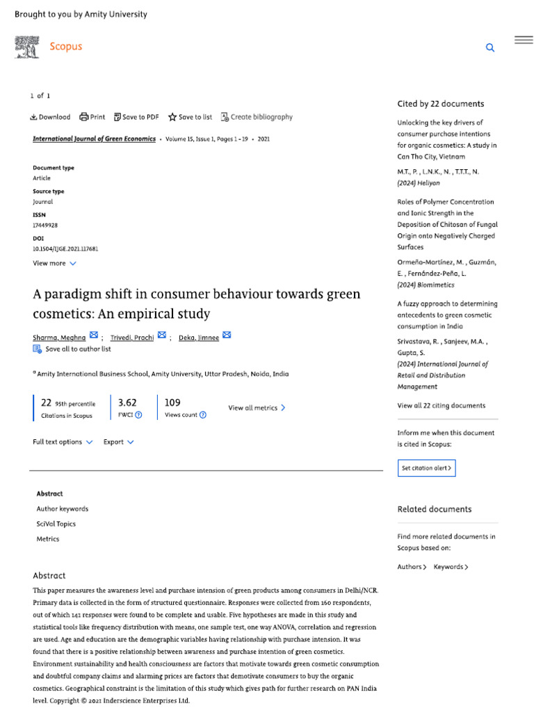 A Paradigm Shift in Consumer Behaviour Towards Green Cosmetics An ...