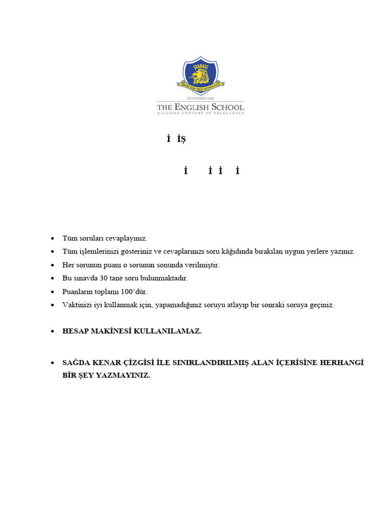 Mathematics Turkish 2020 | PDF